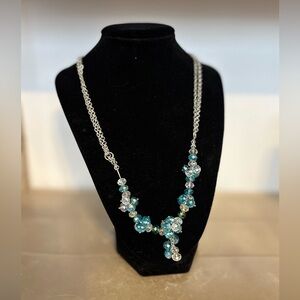 Elegant Silver and Blue Beaded Necklace